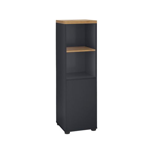 Thessa-armoire Avec 1 Porte Et 1 Étagère En Mdf Blanc Et Anthracite
