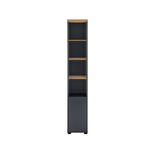 Thessa-armoire 1 Porte Et 3 Étagères En Mdf Blanc Et Anthracite