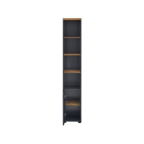Thessa-armoire 1 Porte Et 3 Étagères En Mdf Blanc Et Anthracite