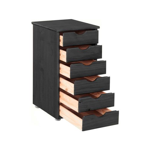 Gava-commode Avec 6 Tiroirs En Pin Noir