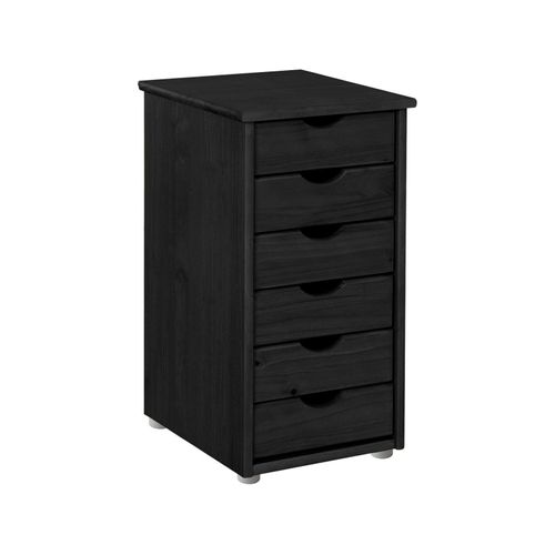 Gava-commode Avec 6 Tiroirs En Pin Noir