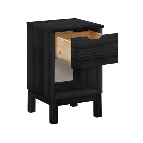 Post-table De Chevet Avec 1 Tiroir En Pin Noir