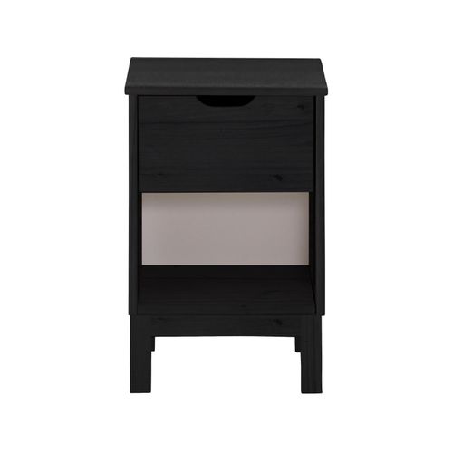 Post-table De Chevet Avec 1 Tiroir En Pin Noir
