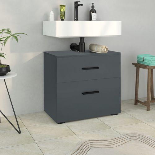 Malika-meuble Sous-évier 60 Cm 1 Abattant 1 Tiroir Anthracite