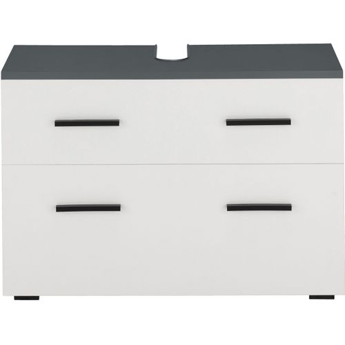 Malika-meuble Sous-évier 80 Cm 1 Abattant 1 Tiroir Anthracite/blanc