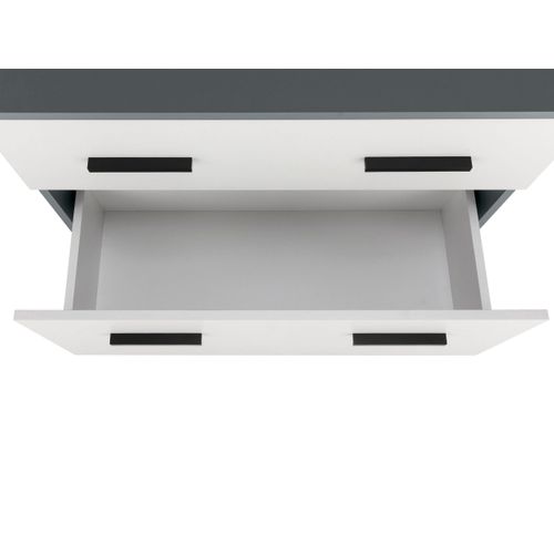 Malika-meuble Sous-évier 80 Cm 1 Abattant 1 Tiroir Anthracite/blanc