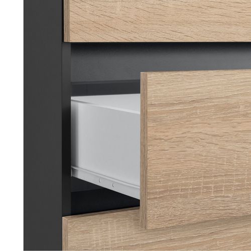 Wisla -meuble De Rangement Salle De Bain Midi Avec 2 Tiroirs Et 2 Portes En Effet Chêne / Anthracite