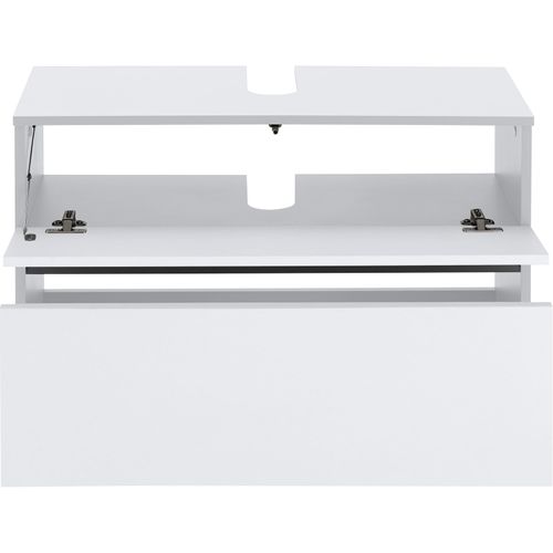 Wisla -meuble Sous Vasque Avec 1 Tiroir + 1 Rabat En Aggloméré Blanc 80 Cm