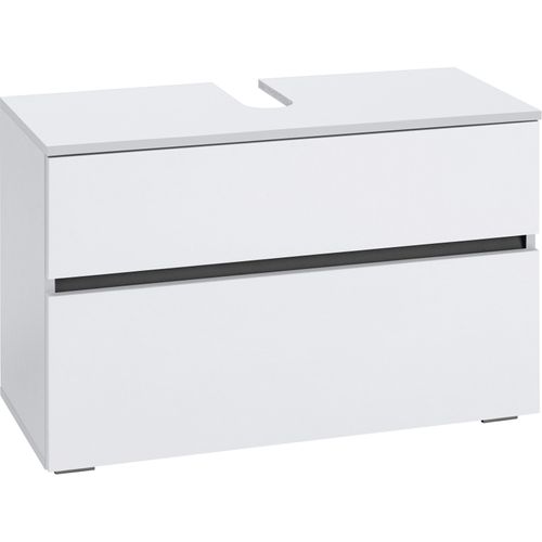 Wisla -meuble Sous Vasque Avec 1 Tiroir + 1 Rabat En Aggloméré Blanc 80 Cm