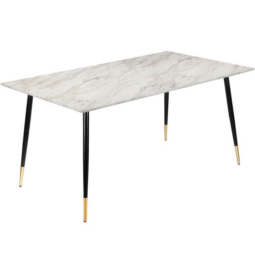 Monza-ensemble Table à Manger 160 Cm Et 4 Chaises En Vert / Noir / Marbel / Doré