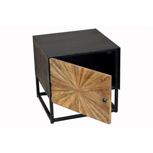 Madira-table De Chevet Avec 1 Porte En Bois De Manguier Noir