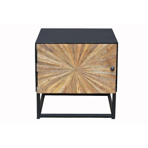 Madira-table De Chevet Avec 1 Porte En Bois De Manguier Noir