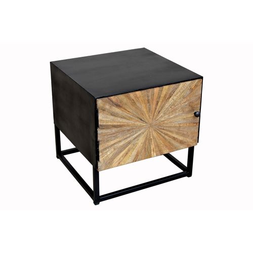 Madira-table De Chevet Avec 1 Porte En Bois De Manguier Noir