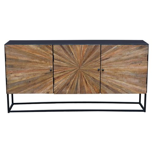 Madira-buffet Avec 3 Portes En Bois De Manguier / Métal Noir