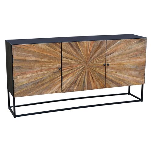Madira-buffet Avec 3 Portes En Bois De Manguier / Métal Noir