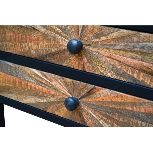 Madira-table De Chevet Avec 2 Tiroirs En Bois De Manguier Noir