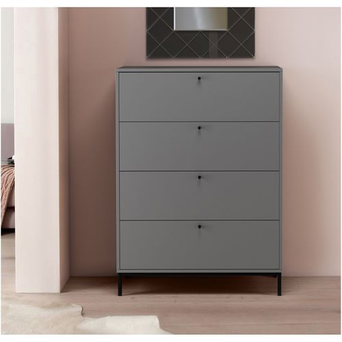 Celine - Commode Avec 4 Tiroirs En Mélaminé Gris