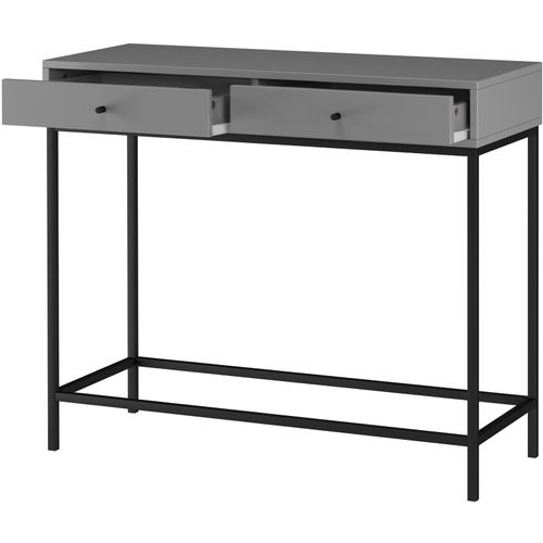Celine - Table Console Avec 2 Tiroirs En Mélaminé Gris