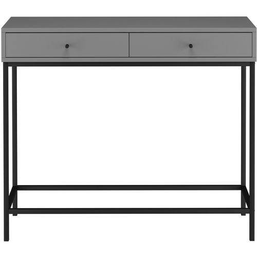 Celine - Table Console Avec 2 Tiroirs En Mélaminé Gris