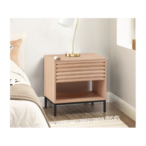 Celine - Table De Chevet Avec 1 Tiroir En Mélaminé Nature