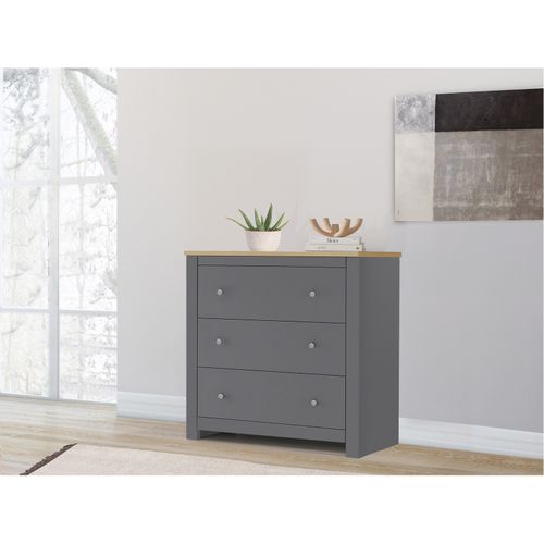 Emerald - Commode Avec 3 Tiroirs En Effet Chêne Gris