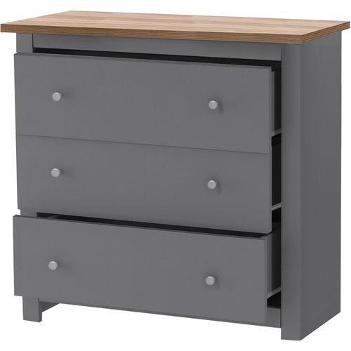 Emerald - Commode Avec 3 Tiroirs En Effet Chêne Gris