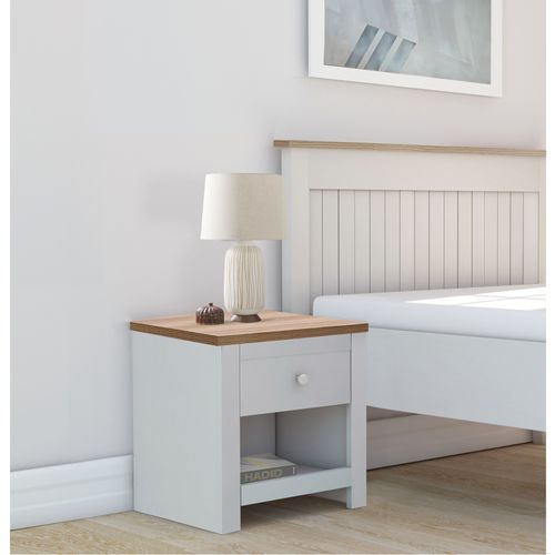 Emerald - Table De Chevet Avec 1 Tiroir En Effet Chêne Crème
