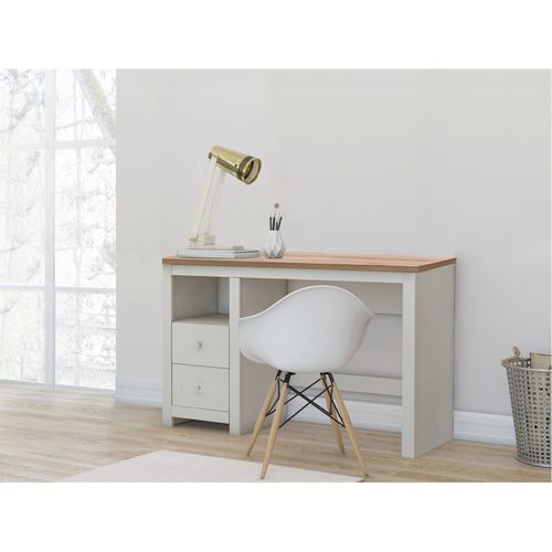 Emerald - Bureau Avec 2 Tiroirs En Effet Chêne Crème