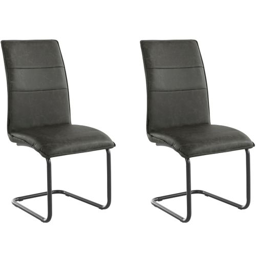 Mitzi-lot De 2 Chaises De Salle à Manger Rembourrées En Pu Anthracite