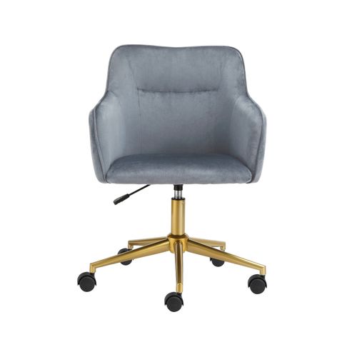 Caspar-chaise De Bureau Gris Velours Gold