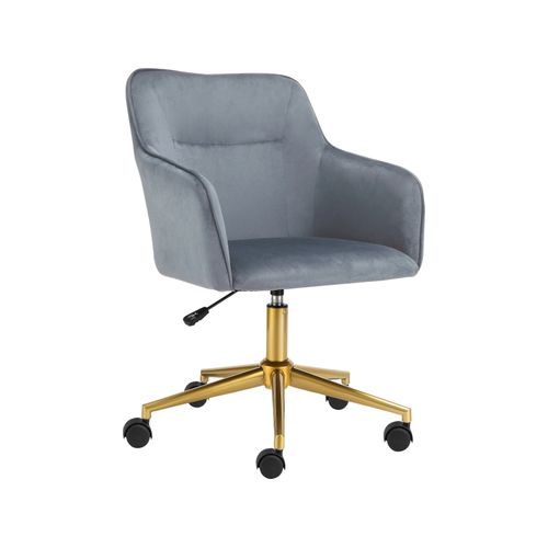 Caspar-chaise De Bureau Gris Velours Gold