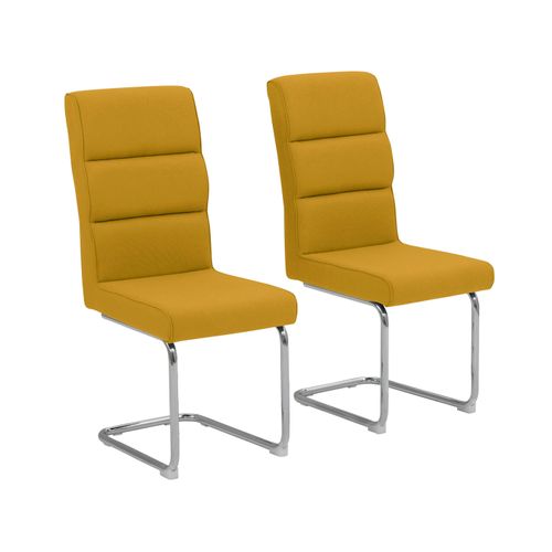 Carola-lot De 2 Chaises De Salle à Manger En Tissu Moutarde