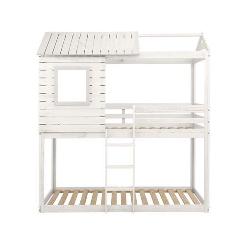 Deer-maisonnette Avec Lits Superposés 90x200 Cm En Pin Blanc