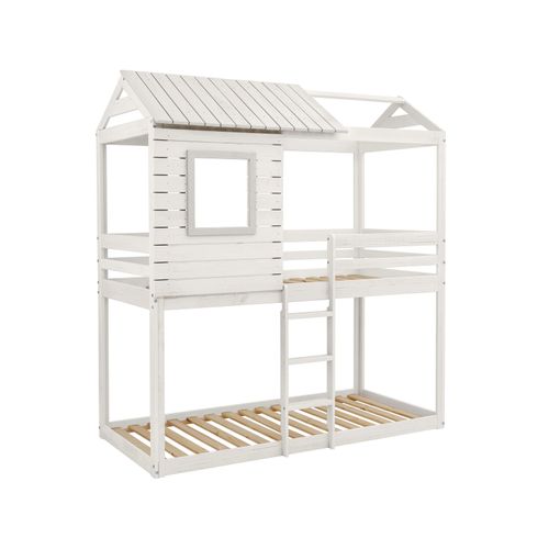 Deer-maisonnette Avec Lits Superposés 90x200 Cm En Pin Blanc