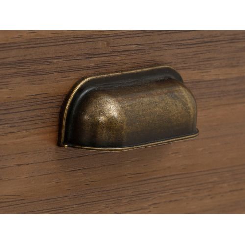 Hanna-table De Chevet Avec 2 Tiroirs En Mélaminé Gris Marron