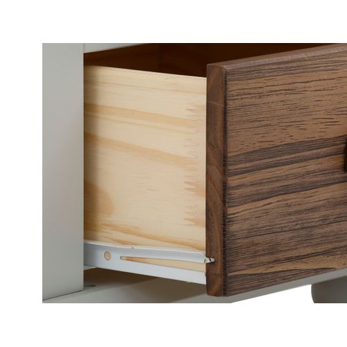 Hanna-table De Chevet Avec 2 Tiroirs En Mélaminé Gris Marron