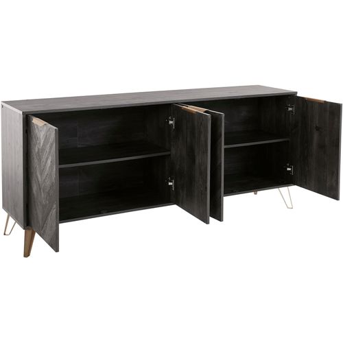 Buffet Avec 4 Portes En Effet Bois Noir