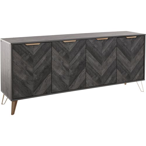 Buffet Avec 4 Portes En Effet Bois Noir