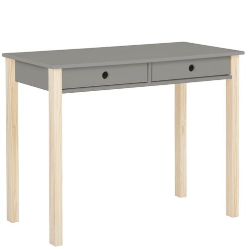 Square Line-bureau Avec 2 Tiroirs En Mélaminé Gris