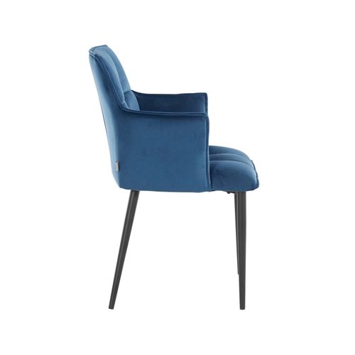 Marcia-lot De 2 Chaises De Salle à Manger Rembourrées En Velours Bleu