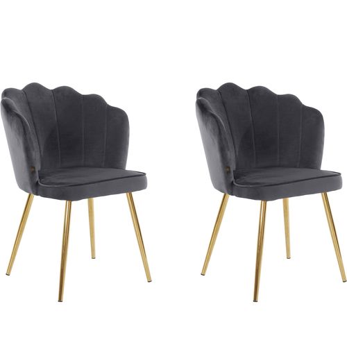 Silvia-lot De 2 Chaises De Salle à Manger Rembourrées En Velours Gris