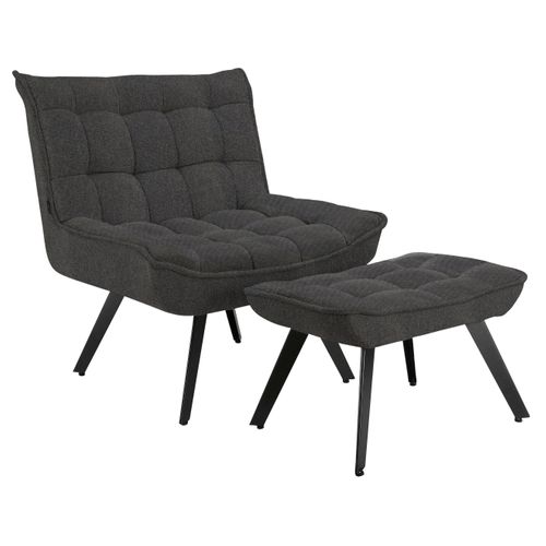 Evan-fauteuil Lounge En Tissu Anthracite