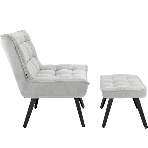 Evan-fauteuil Lounge En Tissu Gris Clair