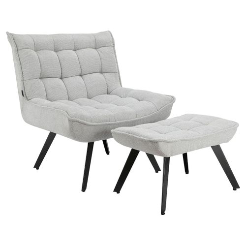 Evan-fauteuil Lounge En Tissu Gris Clair