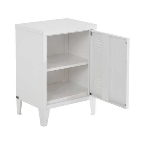 Salino-table De Chevet 1 Porte En Métal Blanc