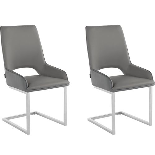 Irma-lot De 2 Chaises De Salle à Manger En Pu Anthracite Et Gris Clair