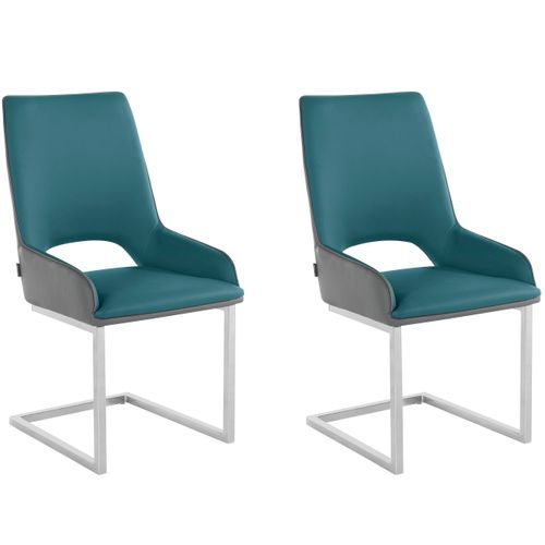 Irma-ensemble De 2 Chaises De Salle à Manger En Pu Anthracite Et Pétrole