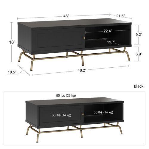 Nova-table Basse Avec Porte Coulissante En Mdf Noir