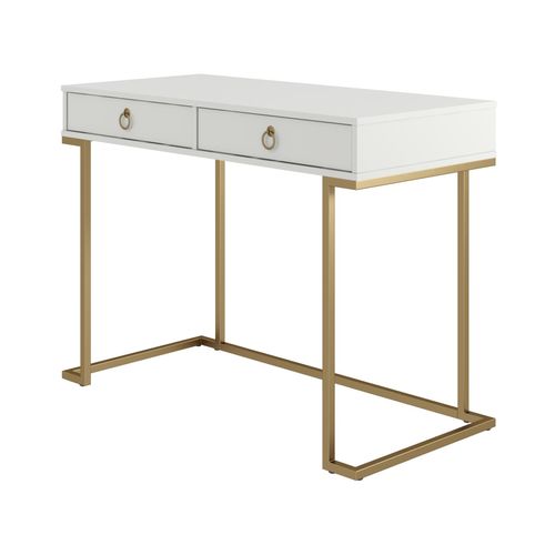 Camila - Bureau Avec 2 Tiroirs En Mélaminé Blanc