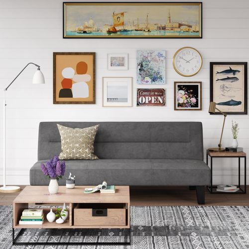 Kebo - Canapé-lit 3 Places En Microfibre Gris